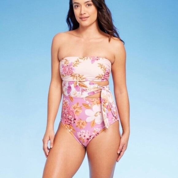 Kona Sol Side Tie Strapless One Piece Sz M - Picture 1 of 7